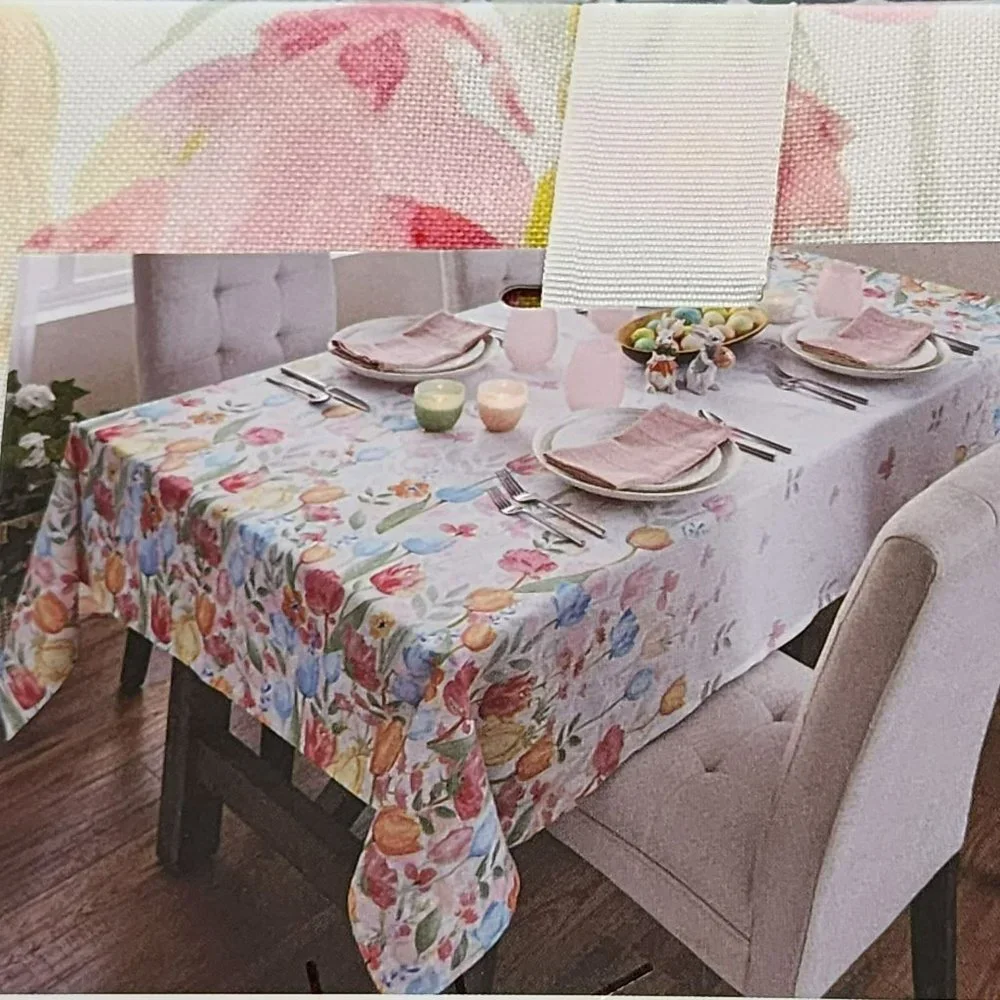 Nicole Miller Pastel Tulips Tablecloth 60x84in Oblong‎